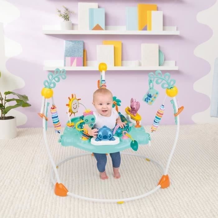 DISNEY BABY -STITCH- Area giochi multi-giocattolo per bambini, sdraietta evolutiva, girevole a 360�, 10 giochi interattivi Disney