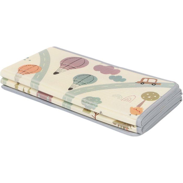 Maxi tappeto gioco - TINEO - Reversibile - 150 x 180 cm - Animali da un lato / Pista macchinine dall'altro