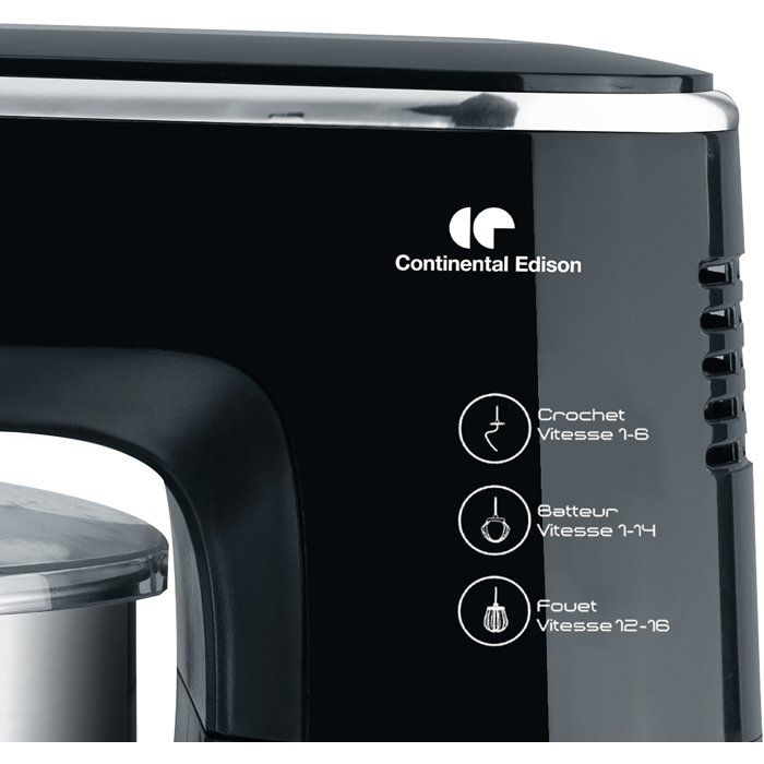 Impastatrice planetaria - CONTINENTAL EDISON - CERP800B2 - 800 W - 4,3 L - 10 velocit� + funzione a impulsi - Nera
