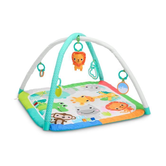 Tappetino attivit� pieghevole per bambini BRIGHT STARTS - Jungle Blue - Arco con giocattoli sensoriali e musicali, specchio