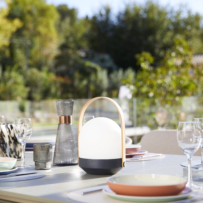 Lampada portatile senza fili LUMISKY AURA - LED bianco caldo dimmerabile - manico in bamb� - ricaricabile - altezza 27 cm