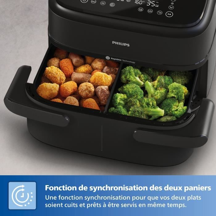 Friggitrice ad aria PHILIPS XXL NA351/00 - Capacit� 7,1 l - Doppia vasca - 6 programmi preimpostati - 2450 W