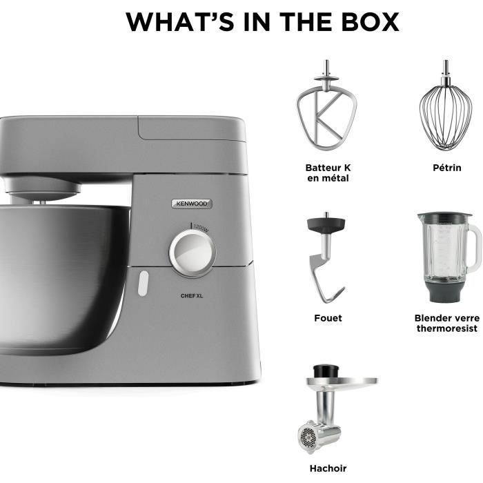 KENWOOD KVL4170S Chef XL 6.7L Blender Robot da pasticceria + Metal Chopper - Colore argento