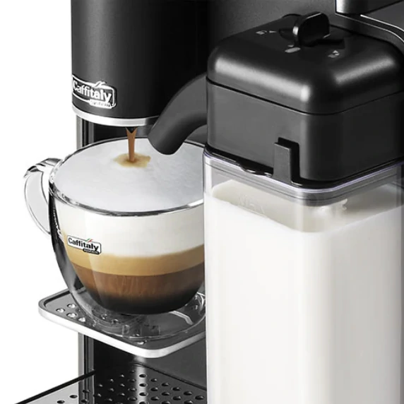 Caffitaly Quadra Macchina da caffè con montalatte con 96 capsule e kit pulizia - Titanium