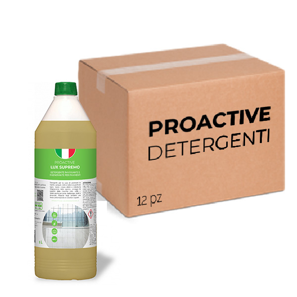 Scatola 12 confezioni di detergente per pavimenti ProActive Lux Supremo 1 litro