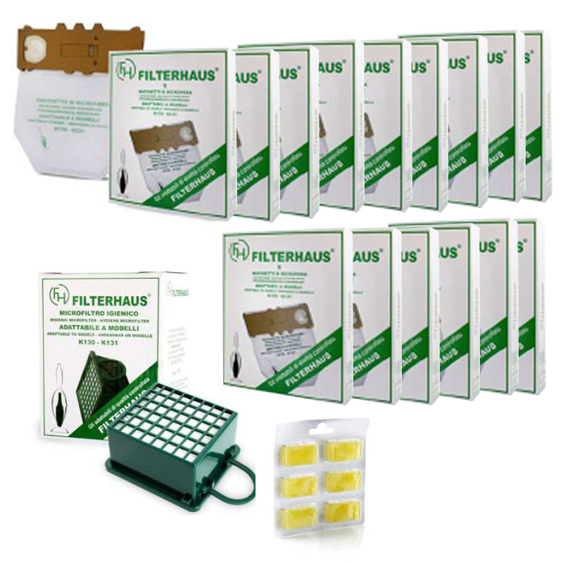 Box convenienza sacchetti, filtri e profumi per Folletto VK 130 VK 131 - PACK LARGE