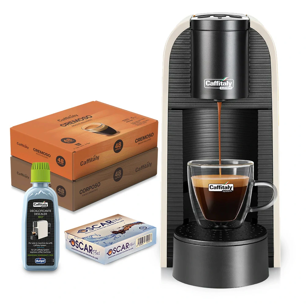 Caffitaly Volta Macchina da caffè con 96 capsule e kit pulizia - Bianca