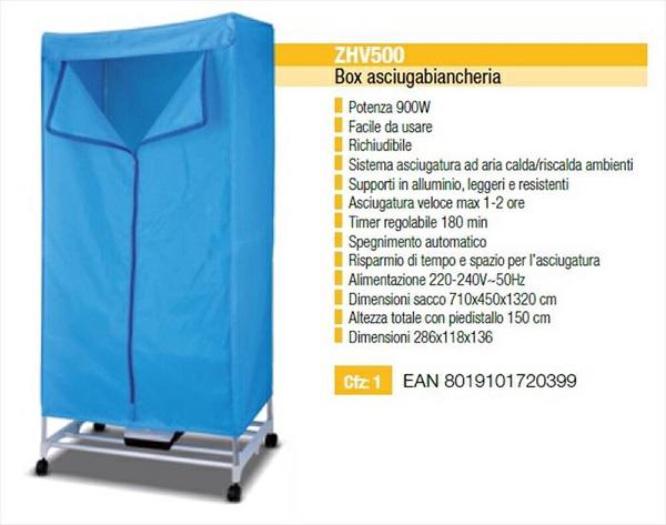 ZEPHIR BOX ASCIUGABIANCHERIA 900W TIMER 180MIN. RICHIUDIBILE ZHV500