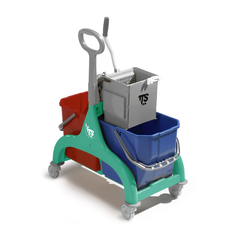 Carrello professionale per le pulizie Nick verde doppio da 30 Lt.