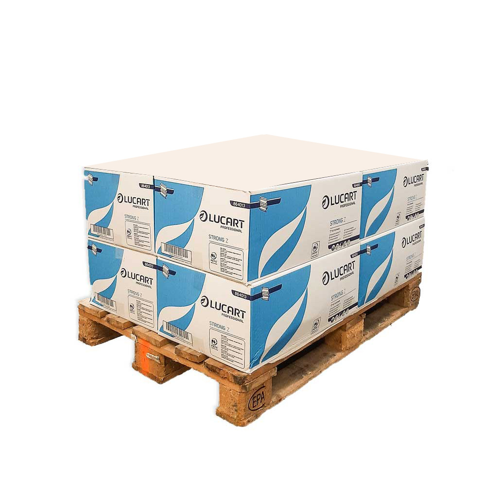 Imballo 8 scatole di 18 pacchetti ciascuna di Asciugamani carta piegati a Z Strong Lucart