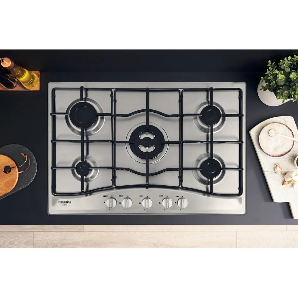 Piano cottura a gas Hotpoint 5 fuochi PCN 752 T/IX/HAR 75 cm