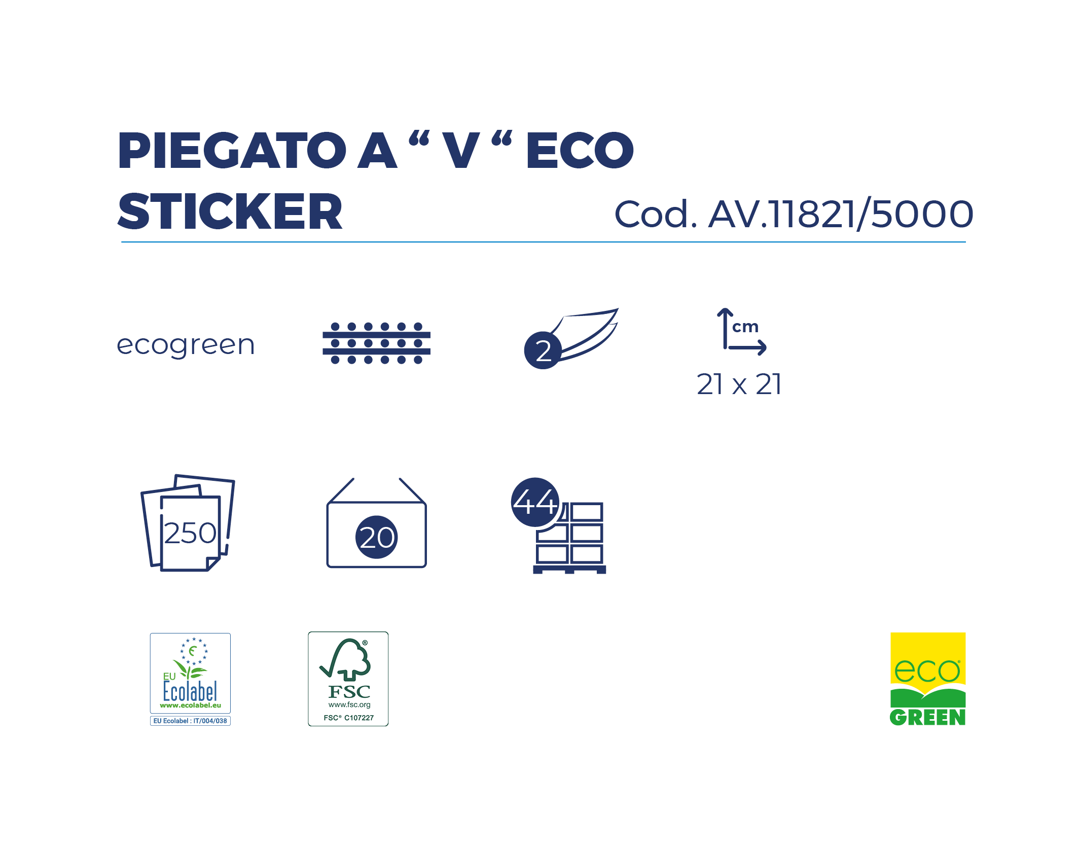 Imballo 8 scatole di asciugamani di carta piegati a V Eco Sticker da 20 confezioni l'una