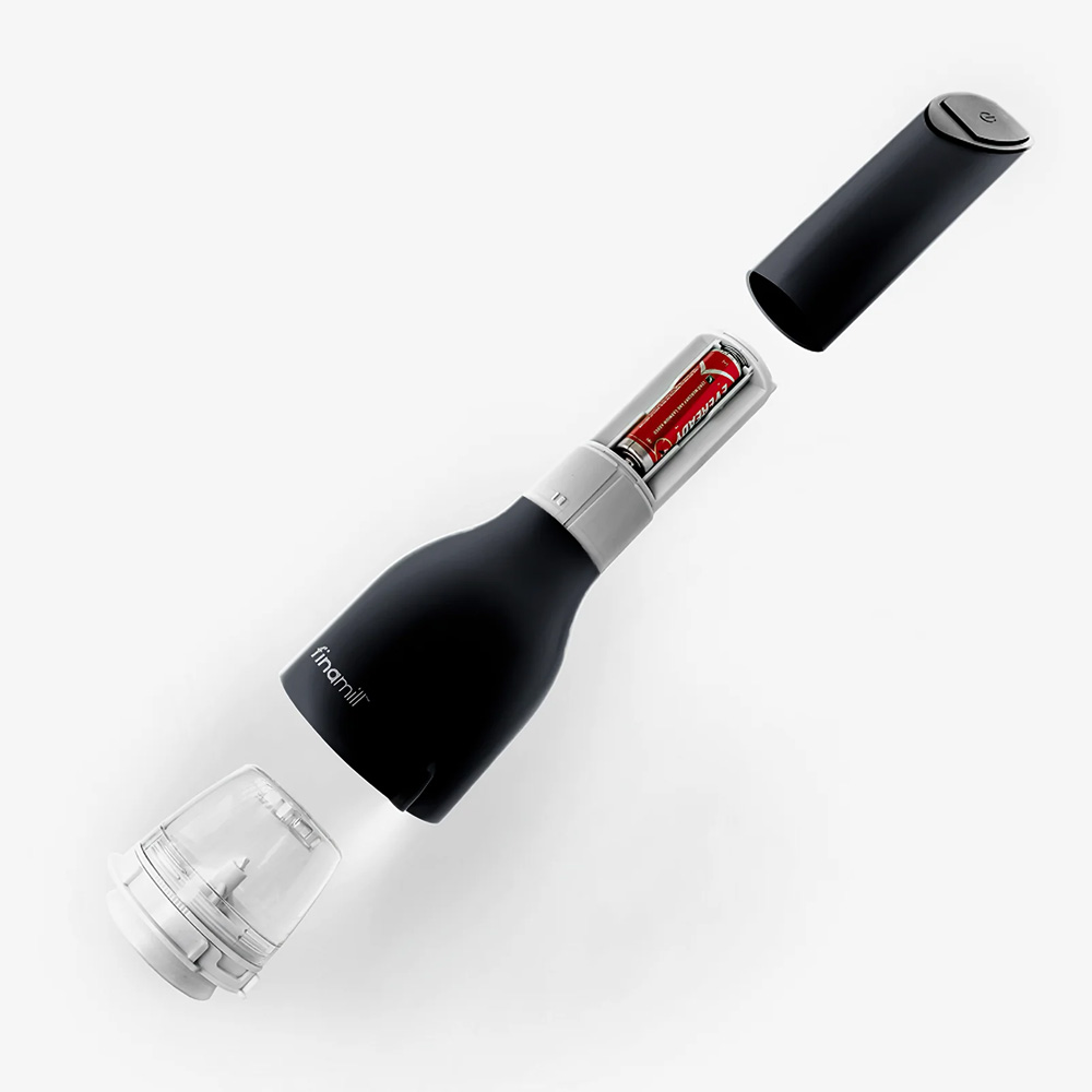 Macina spezie elettrico a batteria Finamill Midnight Black con 2 contenitori