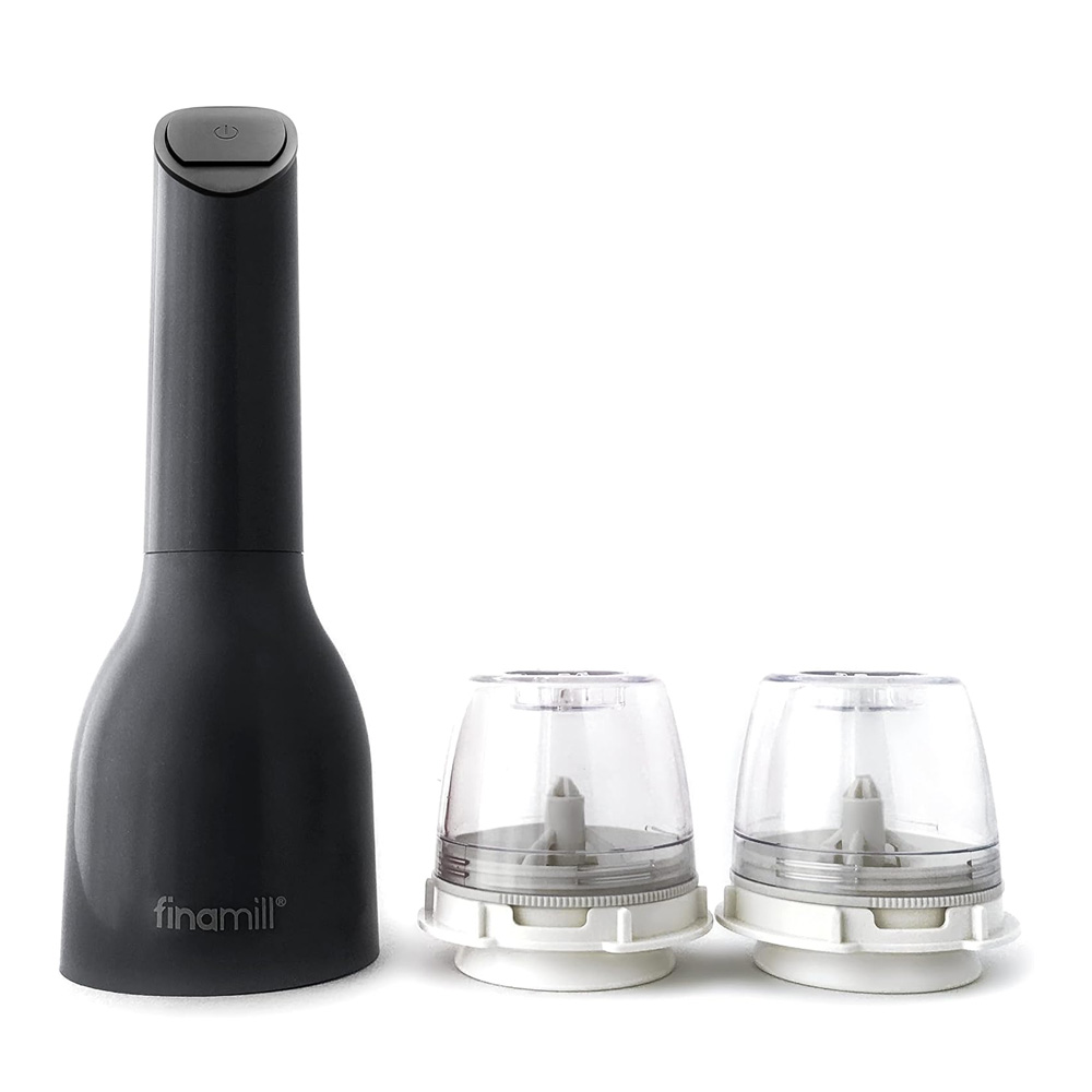 Macina spezie elettrico a batteria Finamill Midnight Black con 2 contenitori
