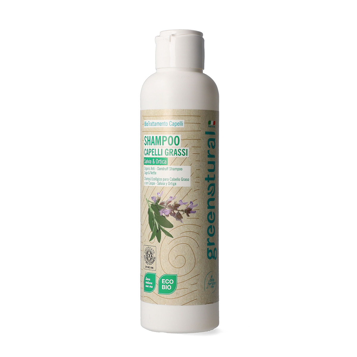 Shampoo antiforfora eco-bio alla Salvia e Ortica 250 ml.