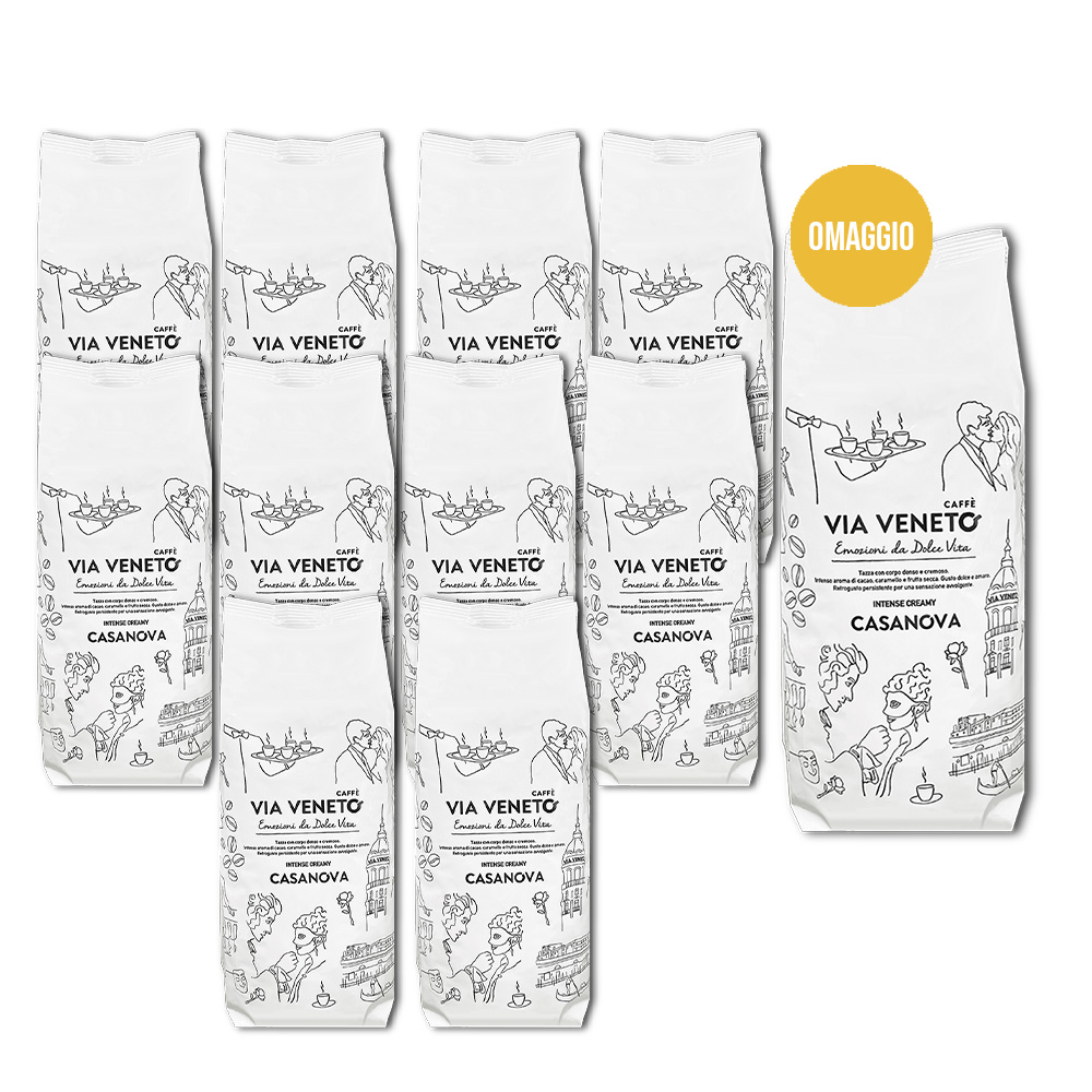 Promo 10+1 Caffè in grani Via Veneto miscela Casanova 500 gr