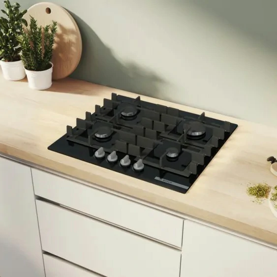 Piano cottura a gas 4 fuochi Bosch 60CM NERO PNP6B6K40