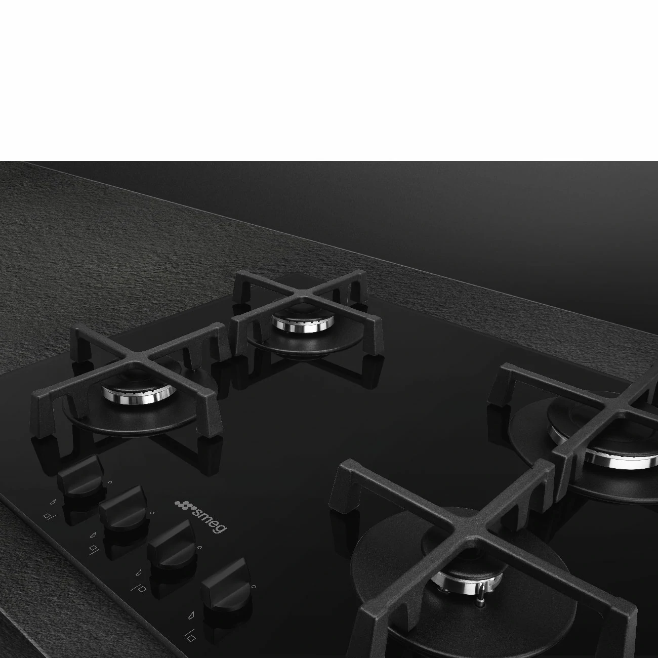 Piano cottura a gas 4 fuochi Smeg 60 CM NERO PV264B