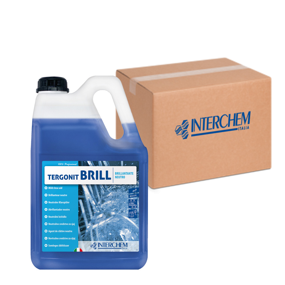 Scatola 2 taniche Brillantante lavastoviglie neutro Tergonit Brill per acque dolci e osmotizzate 5 litri
