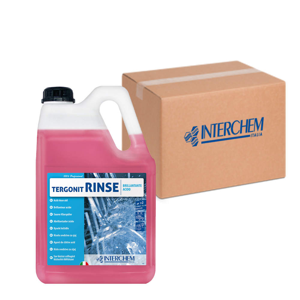 Scatola 2 taniche Additivo brillantante Tergonit Rinse 5kg per stoviglie