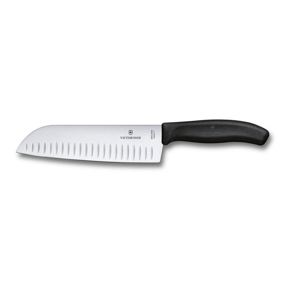 Blister coltello Santoku lama alveolata 17 cm nero - Victorinox Swissclassic