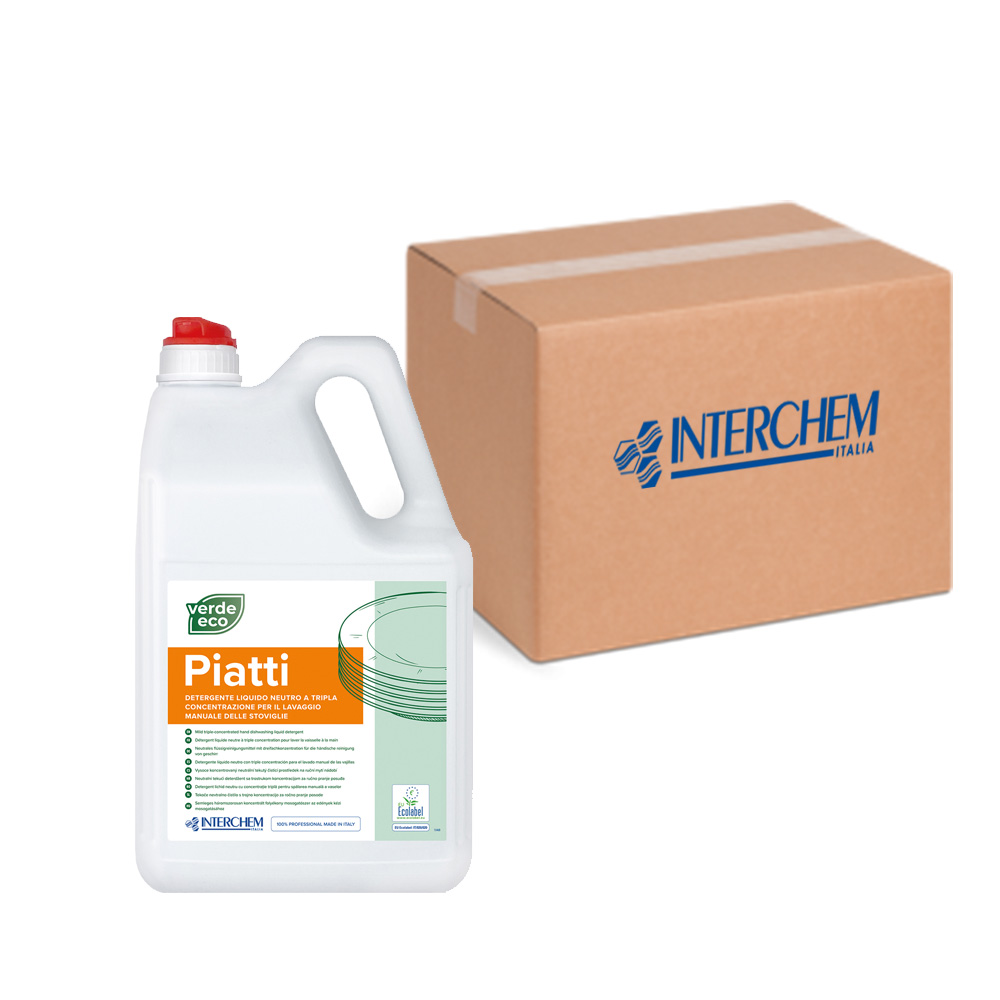 Scatola 4 taniche detergente stoviglie manuale Verde Eco Piatti 5 litri