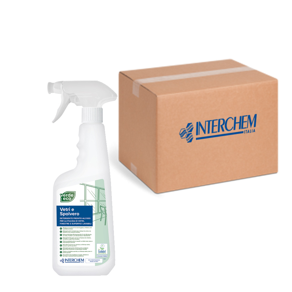 Scatola 6 pezzi detergente vetri Verde Eco Vetri e Spolvero 750 ml