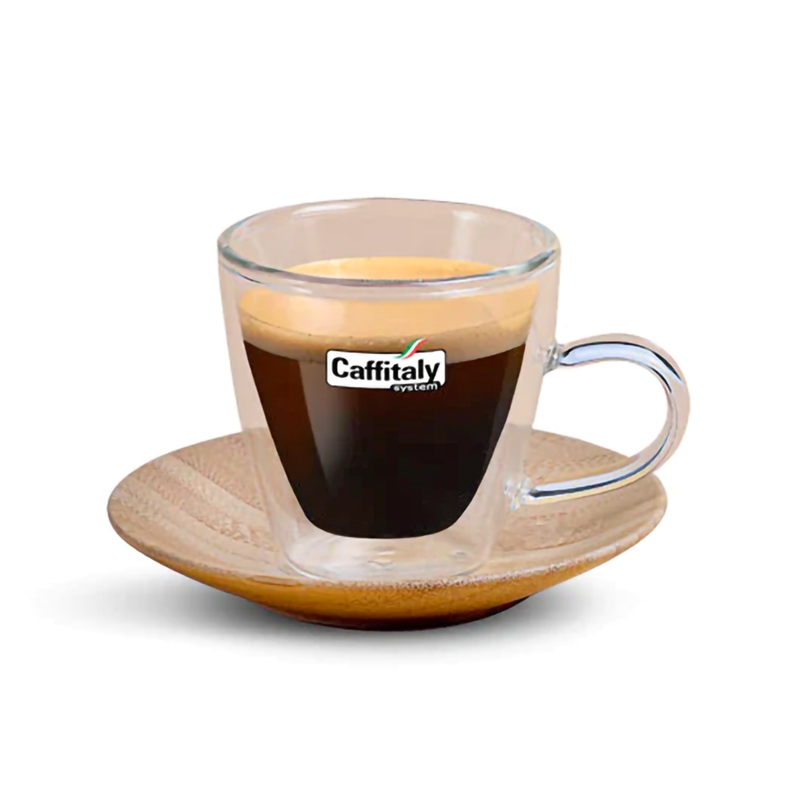 Set 2 tazzine caffè espresso con piattino in bamboo