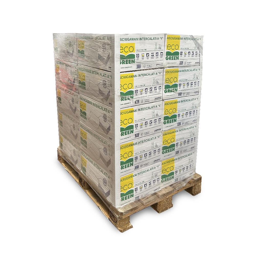 Bancale 20 scatole di asciugamani di carta piegati a V Eco Sticker da 20 confezioni l'una