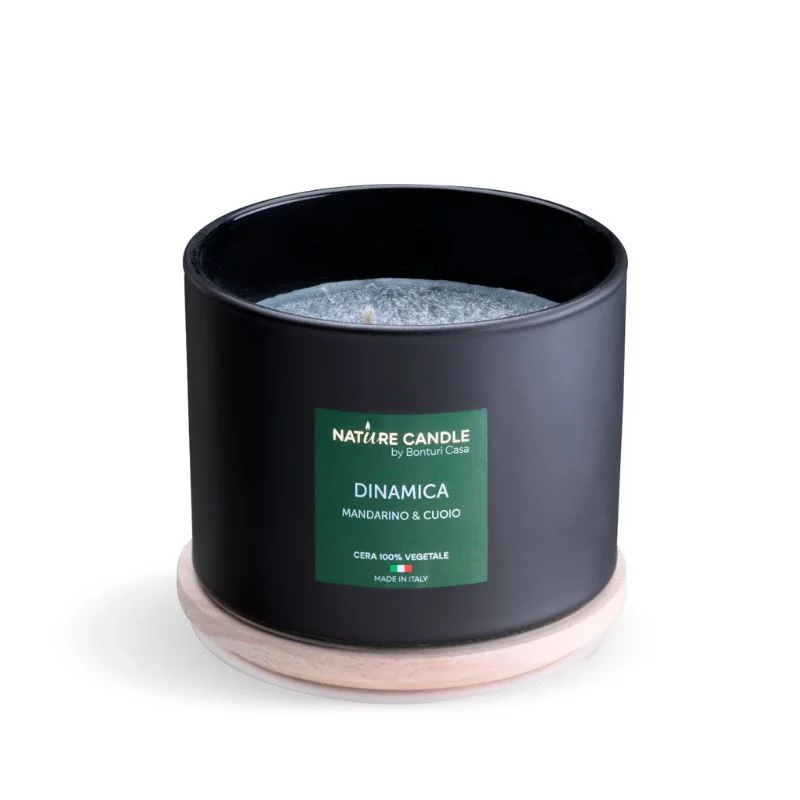 Candela profumata naturali Dinamica - Mandarino e Cuoio 380 gr - collezione Essenza